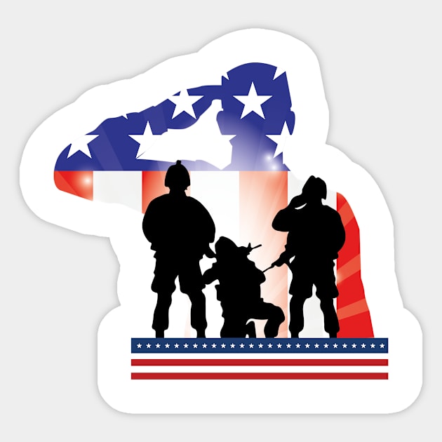 Soldier Patriotic American Flag Memorial Day Gift Sticker by chrizy1688